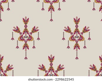 Seamless patterns ethnic oriental iKat pattern traditional design for background backdrop carpet wallpaper clothing batik fabric tribal textile vector illustration embroidery ikat style for decoration