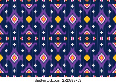 Patrones sin costuras Patrón étnico oriental iKat Diseño tradicional para el fondo Alfombra Fondo de pantalla Ropa Tela de batik Tejido tribal Ilustración vectorial Bordado Estilo