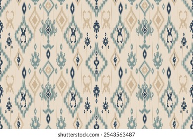 Patrones sin costuras étnico oriental iKat patrón diseño tradicional para el fondo alfombra Fondo de pantalla ropa batik tela tribal textil Ilustración vectorial ikat impresión bordado estilo