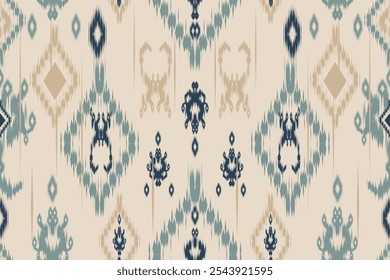 Nahtlose Muster ethnisch orientalische iKat Muster traditionelles Design für Hintergrund Hintergrund Teppich Tapete Kleidung Batik Stoff Stamm Textil Vektorgrafik IKAT Druck Stickerei Motiv Stil 