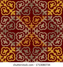 Seamless patterns. Ethno. Kazakh ornaments. Traditional patterns of Kazakhs. Background, nomad life design. Ancient Turkic ornaments. Customs and traditions of Kazakhstan. Decorative art of nomads