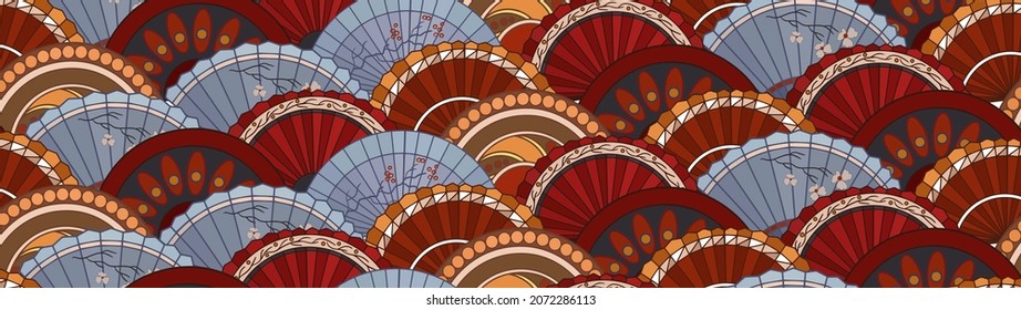 Seamless patterns. Fan. Vector template