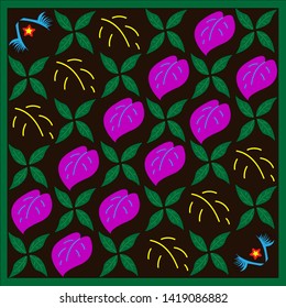 Seamless patterns with fantasy flowers, natural wallpapers, floral illustrations. - Vector