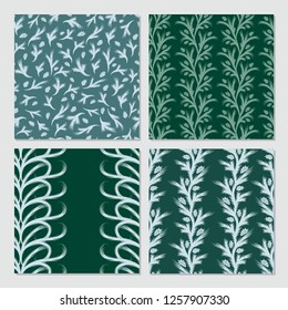 Seamless patterns with fir branches and holly leaves for Christmas decoration. Winter Theme.