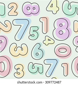 Seamless patterns of Flat line digits on a light green background. Cover.eps 8.