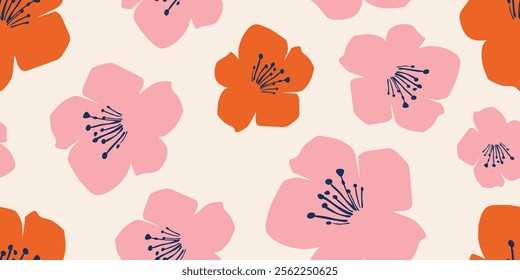 seamless patterns floral background , Hand drawn flowers illustration. fabric, wallpaper, covers, cards, wall art, posters and decoration.	
