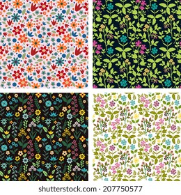 Seamless patterns with floral decor