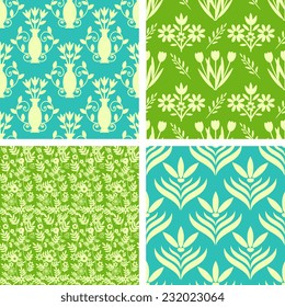 Seamless patterns with floral ornament 