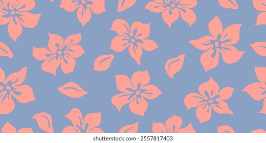 Seamless patterns with florals. Hand drawn flowers backgrounds for fabric, textiles, clothing, wrapping paper, cover, decoration, banner, wallpaper, interior decor. Vector illustration.
