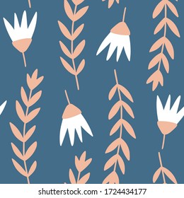 Seamless patterns with flowers. Floral design for wrapping paper, fabrics, covers and cards. Vector illustration.