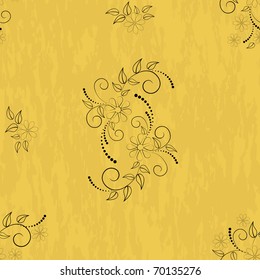 Seamless patterns with flowers on grunge background. Vector.