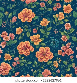 Seamless patterns of flowers and trees and ,  repeating patterns design, fabric art, flat illustration, highly detailed clean, vector image, photorealistic masterpiece, professional photography