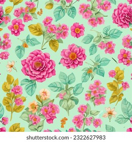 Patrones de flores y árboles sin inconvenientes y , diseño de patrones repetitivos, arte de tela, ilustración plana, imagen vectorial muy detallada, obra maestra fotográfica, fotografía profesional