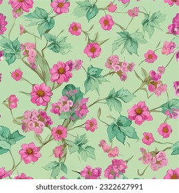 Seamless patterns of flowers and trees and ,  repeating patterns design, fabric art, flat illustration, highly detailed clean, vector image, photorealistic masterpiece, professional photography