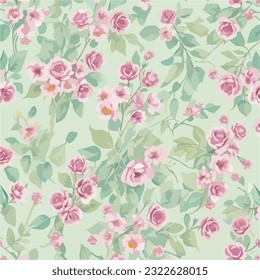 Seamless patterns of flowers and trees and ,  repeating patterns design, fabric art, flat illustration, highly detailed clean, vector image, photorealistic masterpiece, professional photography