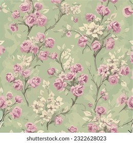 Seamless patterns of flowers and trees and ,  repeating patterns design, fabric art, flat illustration, highly detailed clean, vector image, photorealistic masterpiece, professional photography