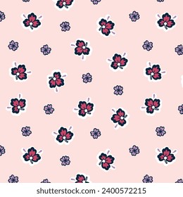 Modalidades sin foco con flores.Diseño moderno de tela de vestir floral y sin florituras en todo el bloque de impresión. Ilustraciones vectoriales.Fondo floral para textiles, papel tapiz, rellenos de patrones, cubiertas, superficie