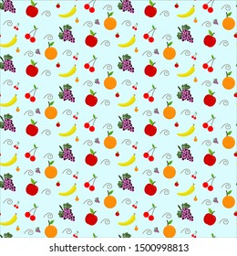seamless patterns of fresh fruits for printing and background needs