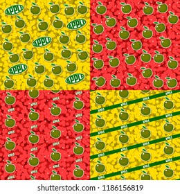 Seamless patterns with fruits. 4 elements set. 
