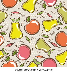 Seamless Patterns with Fruits
Background with  apples and pears.
Ideal for printing onto fabric and paper or scrap booking.