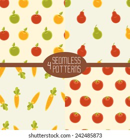 Seamless patterns with fruits and vegetables