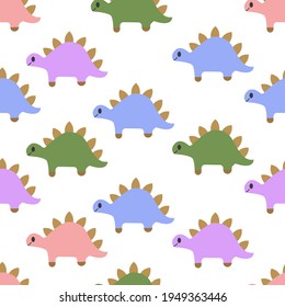 Seamless patterns with funny dinosaurs. Perfect for postcards, invitations, banners, kindergarten, preschool and nursery decor.