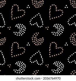 Seamless patterns with funny hearts and moons. Childish monochrome background. Perfect for fabric, textile, wallpaper. Vector illustration