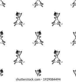 Seamless patterns. Funny puppy isolated on white background. Vector illustration.