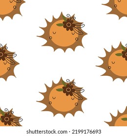 Seamless patterns with funny sun characters. Childish summer background. Perfect for fabric, textile, wallpaper. Vector illustration