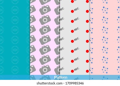 Seamless Patterns geometric figure, camera and rec