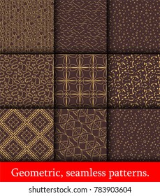Seamless patterns. Geometric ordered elements.
