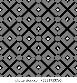 Seamless patterns geometric shapes use black color and white color stars on gray background for wallpaper,backdrop ,tile,fabric,pillow case.