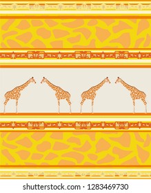 Seamless patterns with giraffe and giraffe skin.