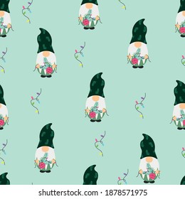 Seamless patterns with gnomes and Christmas elements