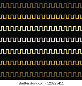 Seamless patterns. Gold Meander. Vector illustration EPS10