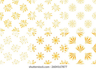 Seamless patterns with golden fireworks exploding in the night sky