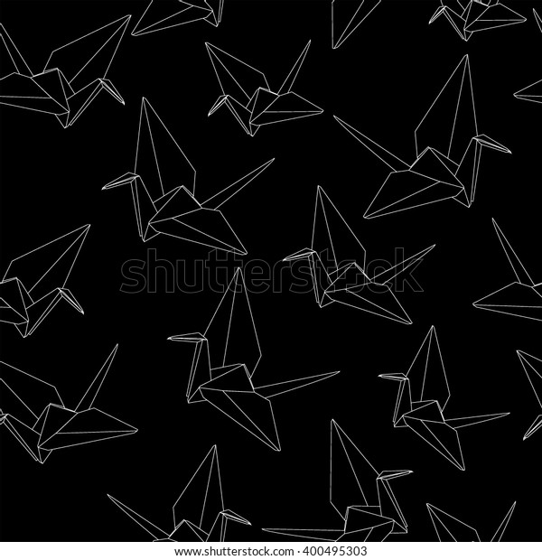 Seamless Patterns Graphic Paper Cranes Origami Stock Vector (Royalty ...