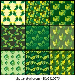 Seamless patterns with green leaves background vector illustration nature design floral summer plant textile fashion tropical art.