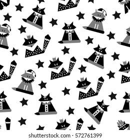 seamless patterns with grey fox