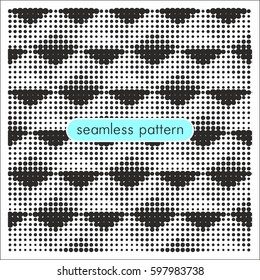 Seamless patterns with halftone dots. Endless vector texture for wallpaper, pattern fills, web page background, surface texture. Monochrome dotted ornament.
