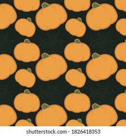 Seamless patterns with Halloween pumpkins. Wallpaper, print, modern textile design, wrapping paper