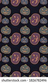 Patrones sin foco con calabazas de Halloween. Papel tapiz, papel impreso, diseño textil moderno, papel envolvente 