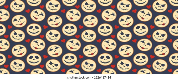 Seamless patterns with Halloween skulls . Wallpaper, print, modern textile design, wrapping paper