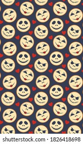 Patrones sin foco con cráneos de Halloween. Papel tapiz, papel impreso, diseño textil moderno, papel envolvente 2