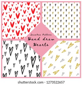 Seamless patterns and hand draw hearts  Cute gifts background for wedding  Valentine's Day