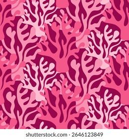 Seamless patterns of hand drawn corals and seaweed on isolated background. Design for summertime celebration, scrap booking, wedding invitation, textile, home decor, nursery decoration, paper craft.  