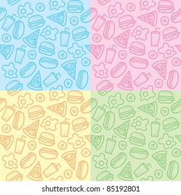 seamless patterns with hand drawn fast food