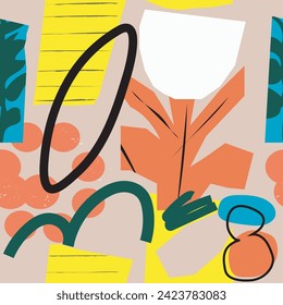 Seamless patterns with hand drawn textures. Abstract motive, trend colors. Design for poster, card, invitation, placard, brochure, flyer, web. 