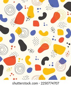 Seamless patterns. Hand drawn various shapes and doodle objects