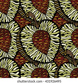 Seamless patterns with hand-drawn doodle waves and lines. Vector illustration in bright colors.